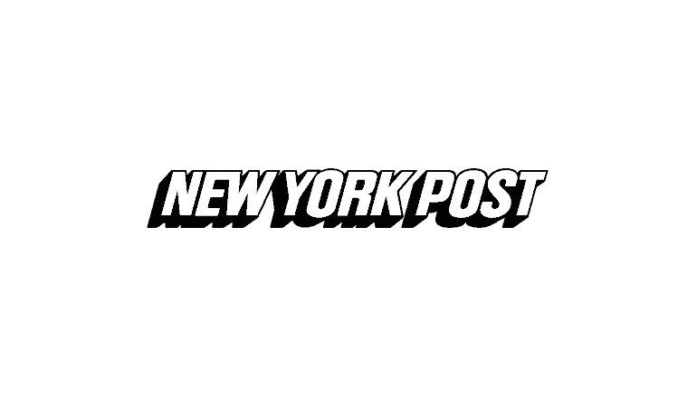 Black and white "New York Post" logo in bold, italicized capital letters with a shadow effect on a plain light background.