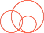 Three red circles of varying sizes intersect and overlap on a light gray background.