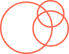 Three overlapping, hand-drawn red circles of different sizes on a light background.